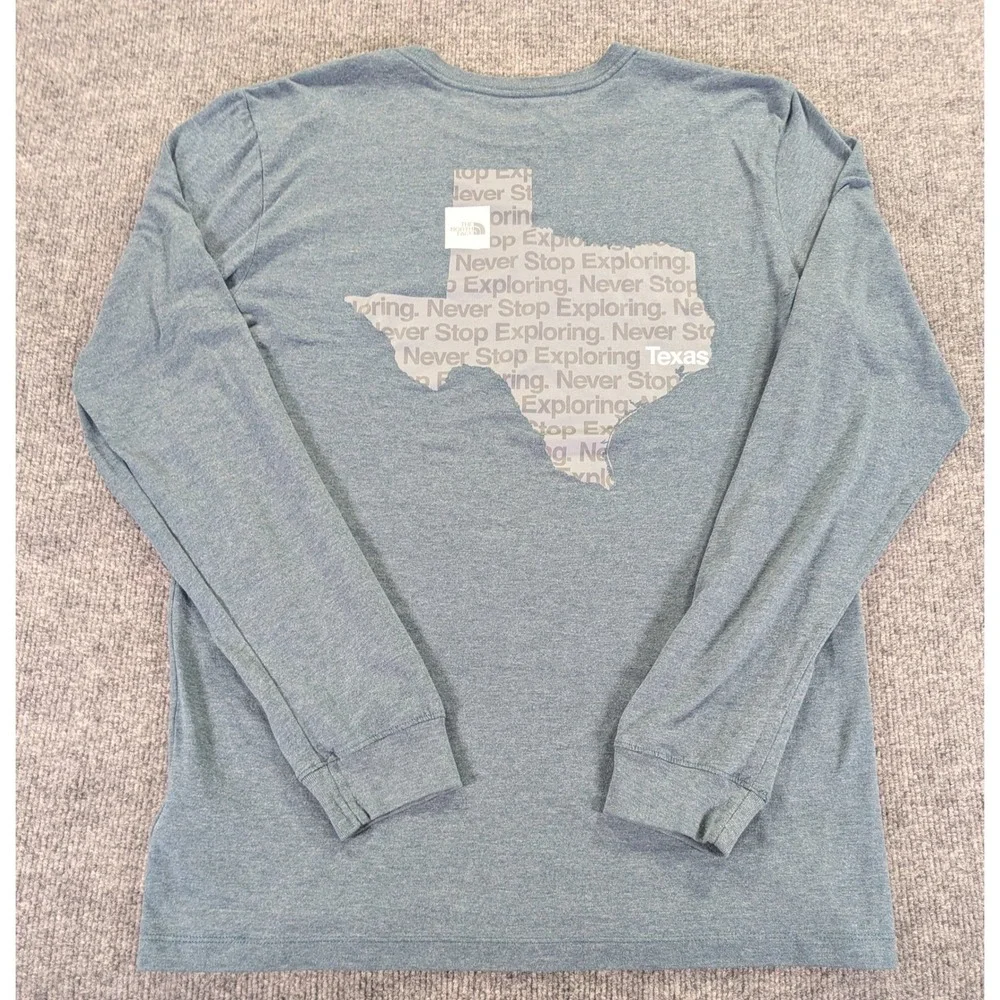 The North Face Mens Texas Graphic Long Sleeve T-Shirt Blue Heather Medium